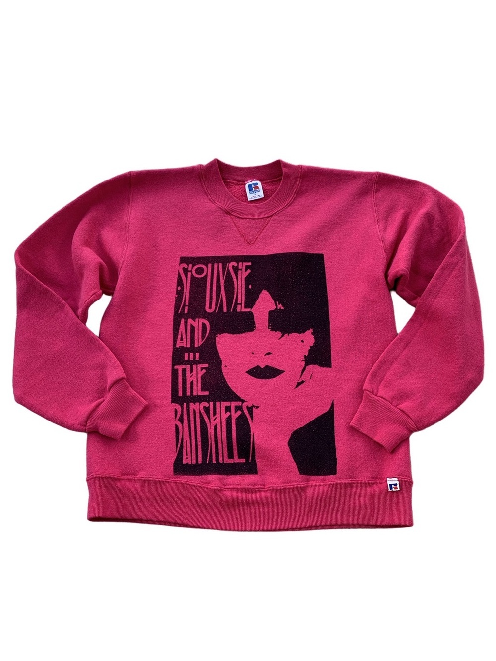 Vintage 90s Siouxsie and the Banshees Goth Rock Pink Small Crewneck Sweatshirt